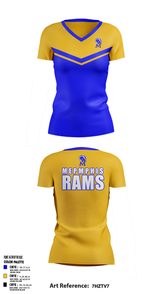 Memphis Rams 44971969 Women's Short Sleeve V-neck Shirt - 1