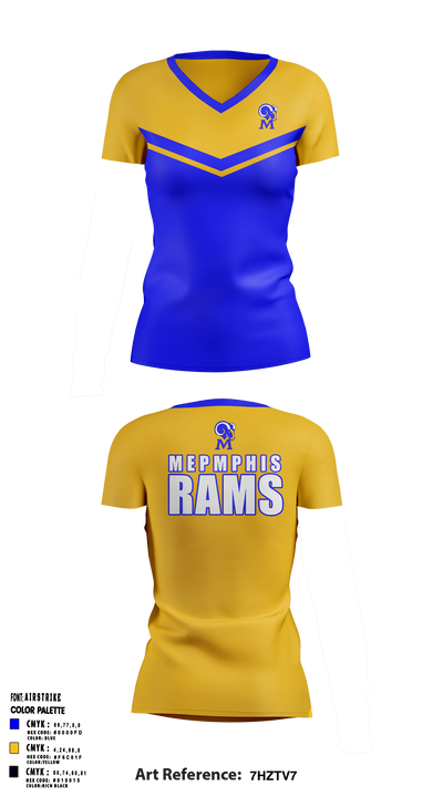 Memphis Rams 44971969 Women's Short Sleeve V-neck Shirt - 1