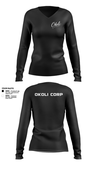 Womens Long Sleeve Vneck Shirt, OKOLI CORP, , Teamtime, Team time, sublimation, custom sports apparel, team uniforms, spirit wear, spiritwear, sports uniforms, custom shirts, team store, custom team store, fundraiser sports, apparel fundraiser