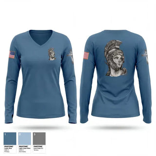 Womens Long Sleeve Vneck Shirt, ERHS Falcons, Army, Teamtime, Team time, sublimation, custom sports apparel, team uniforms, spirit wear, spiritwear, sports uniforms, custom shirts, team store, custom team store, fundraiser sports, apparel fundraiser