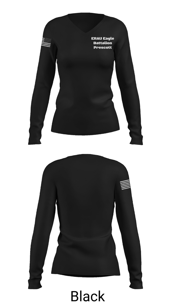 Womens Long Sleeve Vneck Shirt, ERAU Eagle Battalion Prescott, Army, Teamtime, Team time, sublimation, custom sports apparel, team uniforms, spirit wear, spiritwear, sports uniforms, custom shirts, team store, custom team store, fundraiser sports, apparel fundraiser