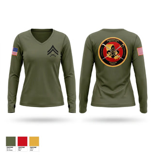 Womens Long Sleeve Vneck Shirt, HQBN, Marines, Teamtime, Team time, sublimation, custom sports apparel, team uniforms, spirit wear, spiritwear, sports uniforms, custom shirts, team store, custom team store, fundraiser sports, apparel fundraiser