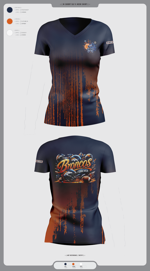 Womens Short Sleeve Vneck Shirt, Lady Broncos, Cheer, Teamtime, Team time, sublimation, custom sports apparel, team uniforms, spirit wear, spiritwear, sports uniforms, custom shirts, team store, custom team store, fundraiser sports, apparel fundraiser