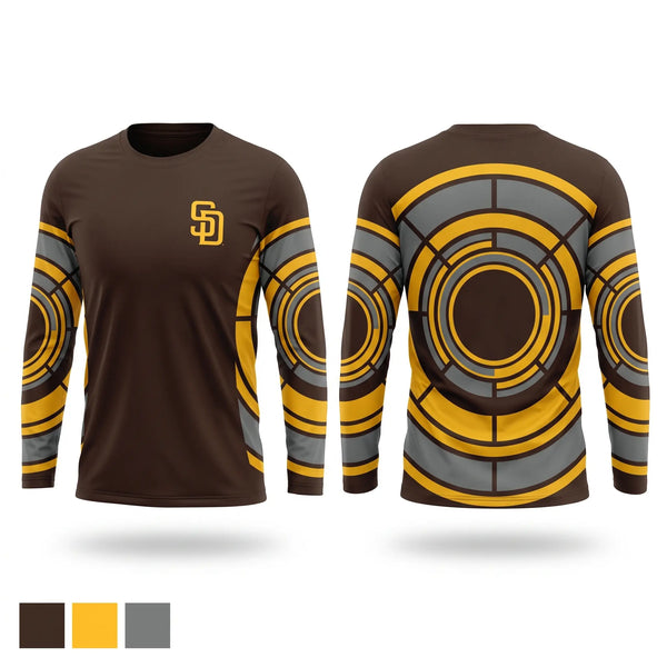 Long Sleeve Performance Shirt, Padres, Baseball, Teamtime, Team time, sublimation, custom sports apparel, team uniforms, spirit wear, spiritwear, sports uniforms, custom shirts, team store, custom team store, fundraiser sports, apparel fundraiser