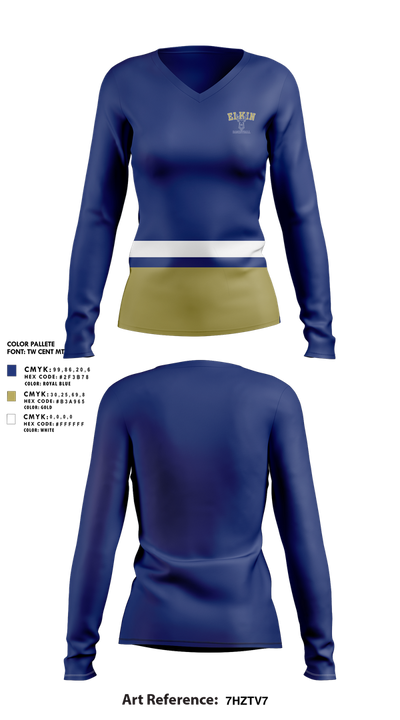 Elkin High School Basketball 13790078 Women's Long Sleeve V-neck Shirt - 1