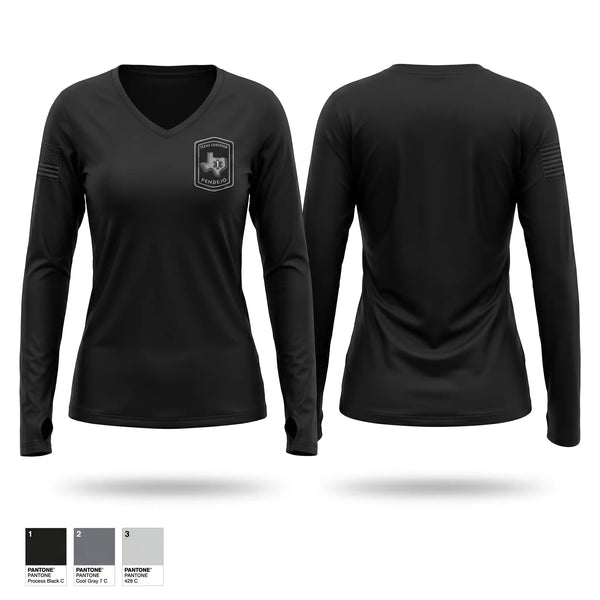 Womens Long Sleeve Vneck Shirt, Tarrant County Hospital Police BulldogsB Days, Police, Teamtime, Team time, sublimation, custom sports apparel, team uniforms, spirit wear, spiritwear, sports uniforms, custom shirts, team store, custom team store, fundraiser sports, apparel fundraiser