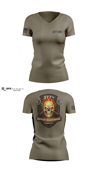 Womens Short Sleeve Vneck Shirt, 377 Support Maintenance Company, Army, Teamtime, Team time, sublimation, custom sports apparel, team uniforms, spirit wear, spiritwear, sports uniforms, custom shirts, team store, custom team store, fundraiser sports, apparel fundraiser