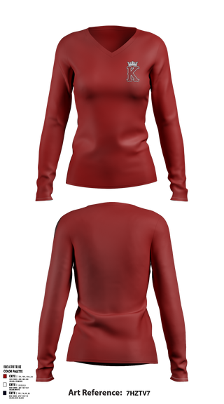 Kings Regiment Marching Band 35916061 Women's Long Sleeve V-neck Shirt - 1