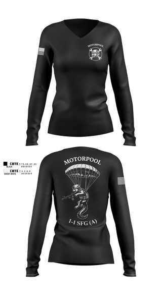 Womens Long Sleeve Vneck Shirt, 1-1 SFG (A) MOPO, Army, Teamtime, Team time, sublimation, custom sports apparel, team uniforms, spirit wear, spiritwear, sports uniforms, custom shirts, team store, custom team store, fundraiser sports, apparel fundraiser