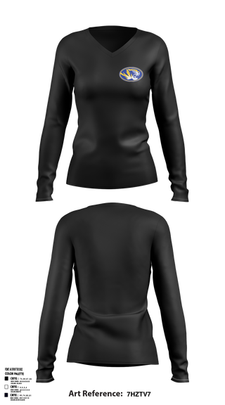 Tranquillity High School Basketball 39651110 Women's Long Sleeve V-neck Shirt - 1