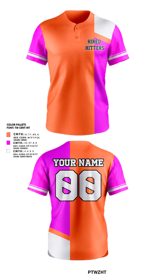 Full Button Softball Jersey, Hired Hitters, Softball, Teamtime, Team time, sublimation, custom sports apparel, team uniforms, spirit wear, spiritwear, sports uniforms, custom shirts, team store, custom team store, fundraiser sports, apparel fundraiser