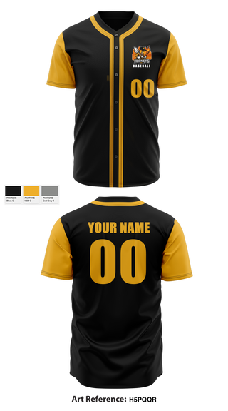 Montgomery Hornets 3546927 Full Button Baseball Jersey - 1