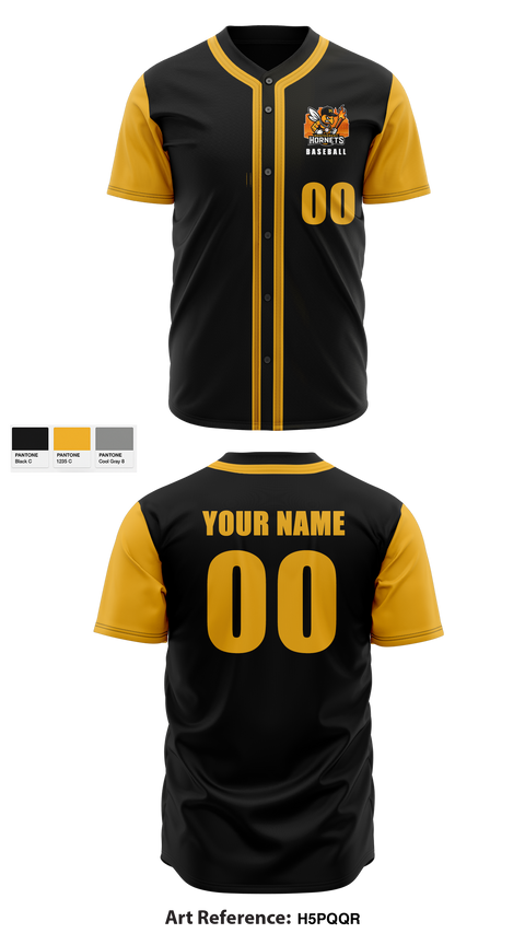 Montgomery Hornets 3546927 Full Button Baseball Jersey - 1