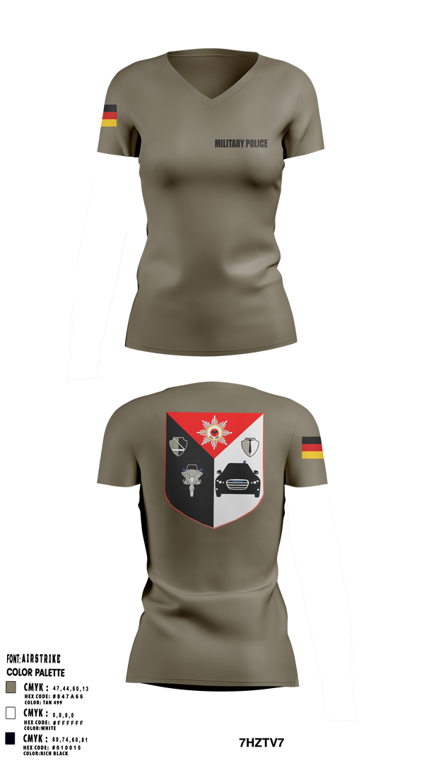 Military Police Women's Short Sleeve V-neck Shirt - 1