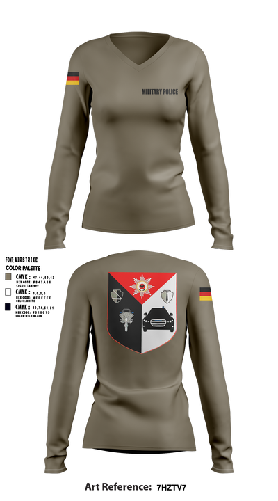 Military Police Women's Long Sleeve V-neck Shirt - 1