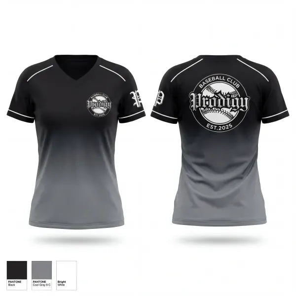 Womens Short Sleeve Vneck Shirt, Prodigy, Baseball, Teamtime, Team time, sublimation, custom sports apparel, team uniforms, spirit wear, spiritwear, sports uniforms, custom shirts, team store, custom team store, fundraiser sports, apparel fundraiser