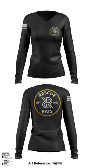 Rescue RATs 14337547 Women's Long Sleeve V-neck Shirt - 1