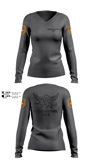 Womens Long Sleeve Vneck Shirt, Special Response Team, Police, Teamtime, Team time, sublimation, custom sports apparel, team uniforms, spirit wear, spiritwear, sports uniforms, custom shirts, team store, custom team store, fundraiser sports, apparel fundraiser