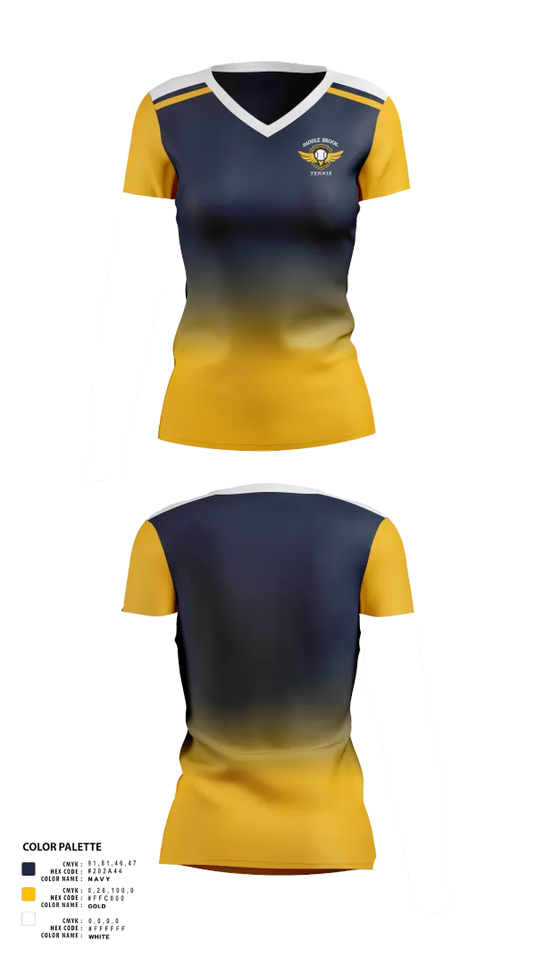 Womens Short Sleeve Vneck Shirt, Saddle Brook Tennis, Tennis, Teamtime, Team time, sublimation, custom sports apparel, team uniforms, spirit wear, spiritwear, sports uniforms, custom shirts, team store, custom team store, fundraiser sports, apparel fundraiser