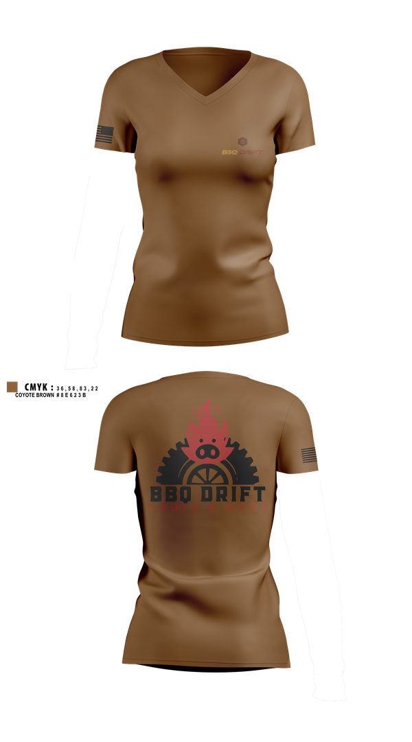 Womens Short Sleeve Vneck Shirt, BBQ Drift, , Teamtime, Team time, sublimation, custom sports apparel, team uniforms, spirit wear, spiritwear, sports uniforms, custom shirts, team store, custom team store, fundraiser sports, apparel fundraiser
