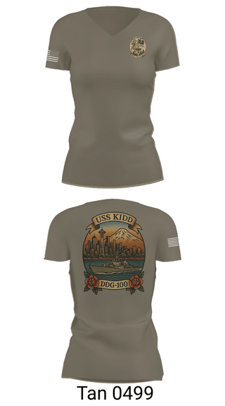 Womens Short Sleeve Vneck Shirt, USS Kidd, Navy, Teamtime, Team time, sublimation, custom sports apparel, team uniforms, spirit wear, spiritwear, sports uniforms, custom shirts, team store, custom team store, fundraiser sports, apparel fundraiser