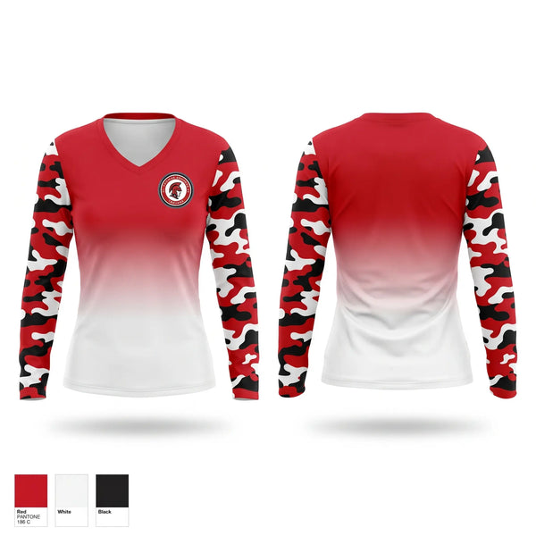 Womens Long Sleeve Vneck Shirt, St Thomas Aquinas, Women's Soccer, Teamtime, Team time, sublimation, custom sports apparel, team uniforms, spirit wear, spiritwear, sports uniforms, custom shirts, team store, custom team store, fundraiser sports, apparel fundraiser
