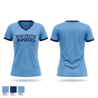 Womens Short Sleeve Vneck Shirt, Manchester Bombers, Baseball, Teamtime, Team time, sublimation, custom sports apparel, team uniforms, spirit wear, spiritwear, sports uniforms, custom shirts, team store, custom team store, fundraiser sports, apparel fundraiser