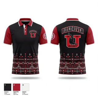Short Sleeve Performance Polo, Piledriver University, Wrestling, Teamtime, Team time, sublimation, custom sports apparel, team uniforms, spirit wear, spiritwear, sports uniforms, custom shirts, team store, custom team store, fundraiser sports, apparel fundraiser