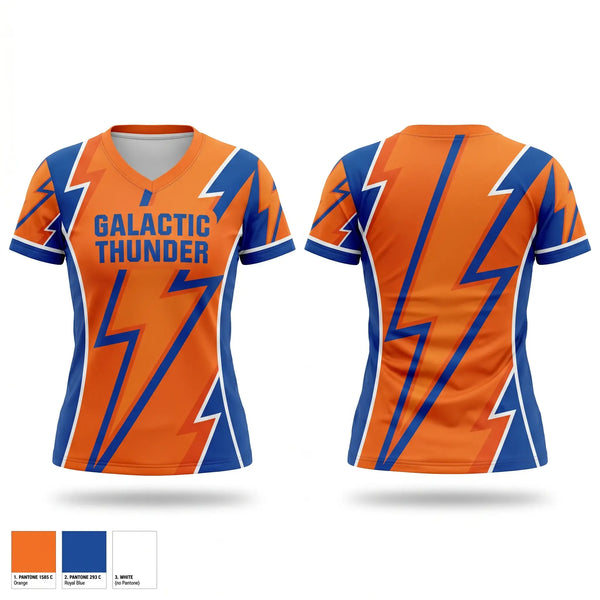 Womens Short Sleeve Vneck Shirt, Galactic Thunder, Men's Soccer, Teamtime, Team time, sublimation, custom sports apparel, team uniforms, spirit wear, spiritwear, sports uniforms, custom shirts, team store, custom team store, fundraiser sports, apparel fundraiser