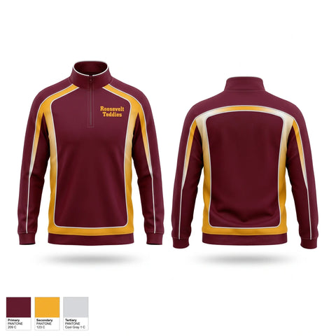 Quarter Zip Jacket, Roosevelt Teddies, Women's Basketball, Teamtime, Team time, sublimation, custom sports apparel, team uniforms, spirit wear, spiritwear, sports uniforms, custom shirts, team store, custom team store, fundraiser sports, apparel fundraiser