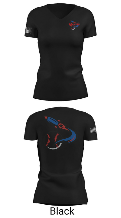 Space Coast Rockets 70599512 Women's Short Sleeve V-neck Shirt - 38