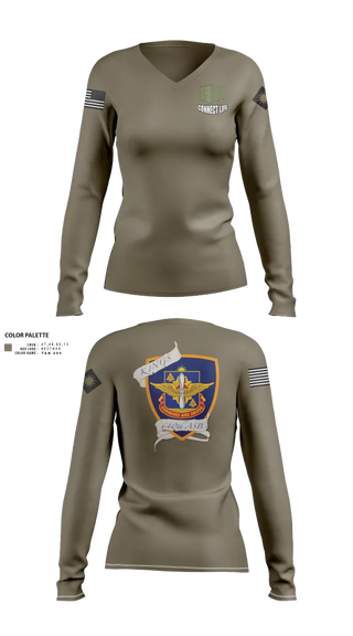 Womens Long Sleeve Vneck Shirt, 640th ASB Bravo Company, , Teamtime, Team time, sublimation, custom sports apparel, team uniforms, spirit wear, spiritwear, sports uniforms, custom shirts, team store, custom team store, fundraiser sports, apparel fundraiser