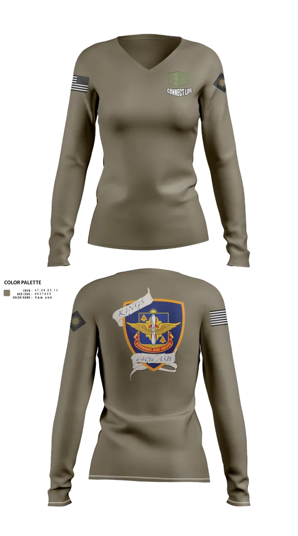 Womens Long Sleeve Vneck Shirt, 640th ASB Bravo Company, , Teamtime, Team time, sublimation, custom sports apparel, team uniforms, spirit wear, spiritwear, sports uniforms, custom shirts, team store, custom team store, fundraiser sports, apparel fundraiser