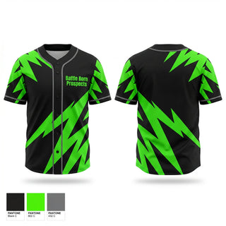 Full Button Baseball Jersey, Battle Born Prospects, Baseball, Teamtime, Team time, sublimation, custom sports apparel, team uniforms, spirit wear, spiritwear, sports uniforms, custom shirts, team store, custom team store, fundraiser sports, apparel fundraiser