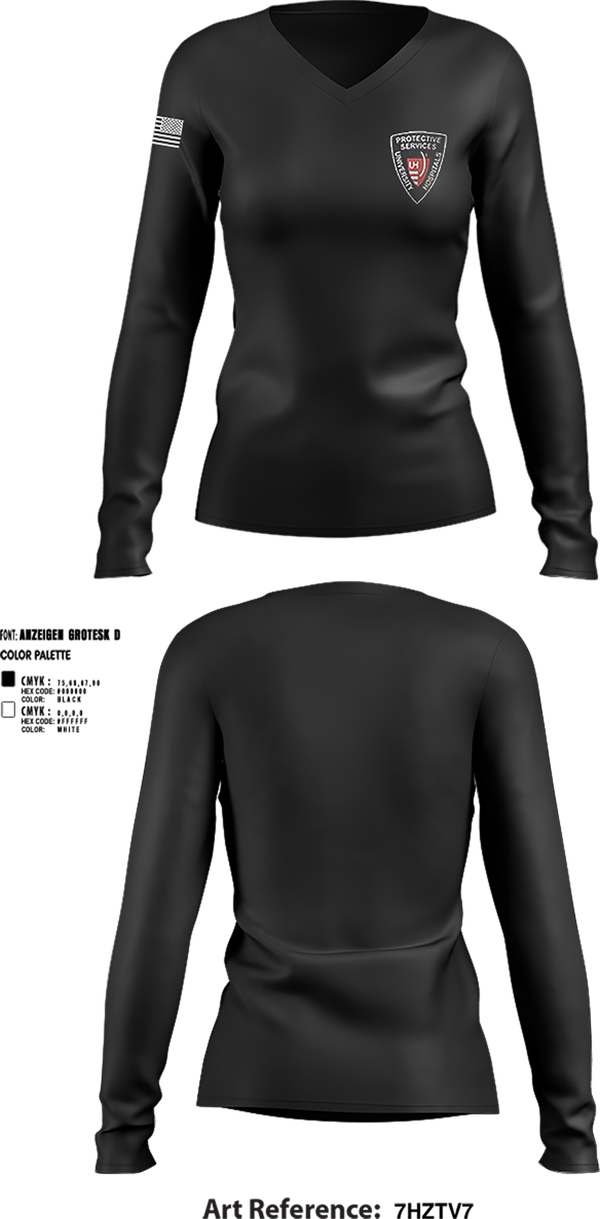 Womens Long Sleeve Vneck Shirt, University Hospitals Protective Services, , Teamtime, Team time, sublimation, custom sports apparel, team uniforms, spirit wear, spiritwear, sports uniforms, custom shirts, team store, custom team store, fundraiser sports, apparel fundraiser