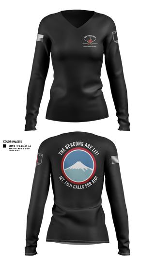 Womens Long Sleeve Vneck Shirt, 4MDTF, Army, Teamtime, Team time, sublimation, custom sports apparel, team uniforms, spirit wear, spiritwear, sports uniforms, custom shirts, team store, custom team store, fundraiser sports, apparel fundraiser