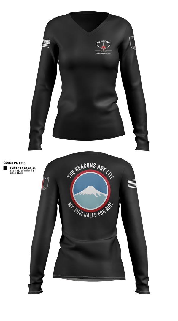 Womens Long Sleeve Vneck Shirt, 4MDTF, Army, Teamtime, Team time, sublimation, custom sports apparel, team uniforms, spirit wear, spiritwear, sports uniforms, custom shirts, team store, custom team store, fundraiser sports, apparel fundraiser