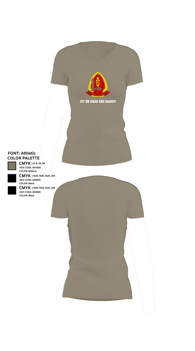 1st Bn 2mar 2nd MarDiv 35824328 Women's Short Sleeve V-neck Shirt - 64