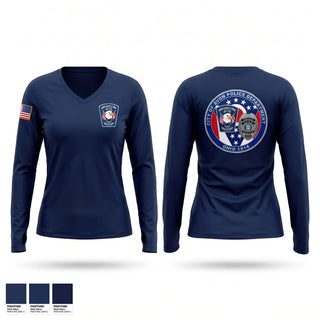 Womens Long Sleeve Vneck Shirt, Avon Police, Police, Teamtime, Team time, sublimation, custom sports apparel, team uniforms, spirit wear, spiritwear, sports uniforms, custom shirts, team store, custom team store, fundraiser sports, apparel fundraiser