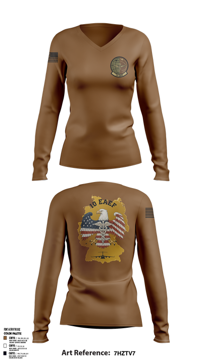 10th Expeditionary Aeromedical Evacuation Flight (10th EAEF/26.1) 21411878 Women's Long Sleeve V-neck Shirt - 1