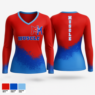 MUSCLE 30882996 Women's Long Sleeve V-neck Shirt - 1