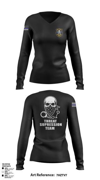 New Jersey Department of Corrections Women's Long Sleeve V-neck Shirt - 1