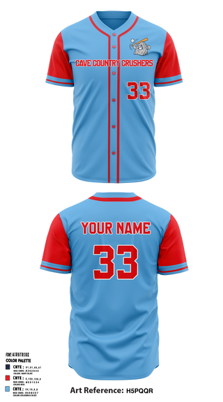 Cave Country Crushers 80675642 Full Button Baseball Jersey - 1