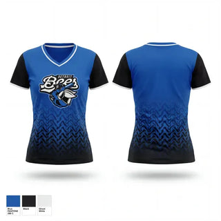 Womens Short Sleeve Vneck Shirt, Detroit Bees, Softball, Teamtime, Team time, sublimation, custom sports apparel, team uniforms, spirit wear, spiritwear, sports uniforms, custom shirts, team store, custom team store, fundraiser sports, apparel fundraiser