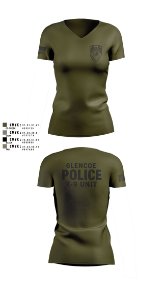 Womens Short Sleeve Vneck Shirt, GLENCOE POLICE DEPARTMENT K9, Police, Teamtime, Team time, sublimation, custom sports apparel, team uniforms, spirit wear, spiritwear, sports uniforms, custom shirts, team store, custom team store, fundraiser sports, apparel fundraiser