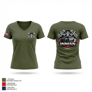 Womens Short Sleeve Vneck Shirt, INMAN TACTICAL DRIVING SYSTEMS, Police, Teamtime, Team time, sublimation, custom sports apparel, team uniforms, spirit wear, spiritwear, sports uniforms, custom shirts, team store, custom team store, fundraiser sports, apparel fundraiser