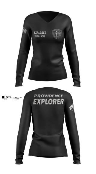 Womens Long Sleeve Vneck Shirt, Explorers, Police, Teamtime, Team time, sublimation, custom sports apparel, team uniforms, spirit wear, spiritwear, sports uniforms, custom shirts, team store, custom team store, fundraiser sports, apparel fundraiser