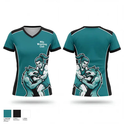 Milo Wrestling Club 96629941 Women's Short Sleeve V-neck Shirt - 1