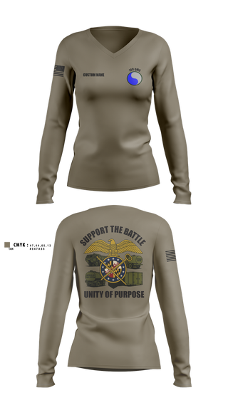 Womens Long Sleeve Vneck Shirt, 729 Quarter Master Unit, Army, Teamtime, Team time, sublimation, custom sports apparel, team uniforms, spirit wear, spiritwear, sports uniforms, custom shirts, team store, custom team store, fundraiser sports, apparel fundraiser
