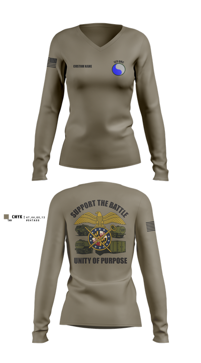 729 Quarter Master Unit 34151644 Women's Long Sleeve V-neck Shirt - 10